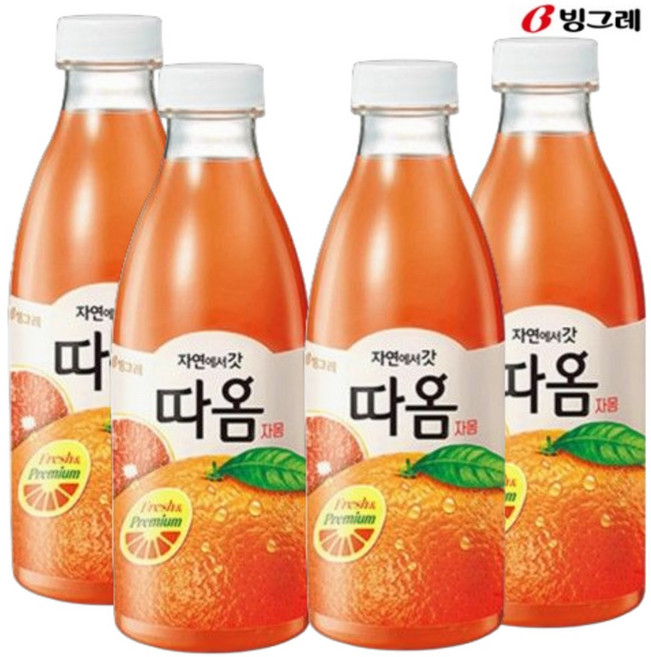 빙그레 따옴 자몽 주스 730ml(4입) 냉장주스, 4개, 730ml