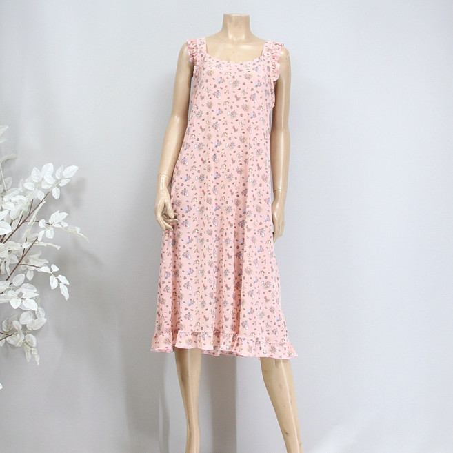 [서울양품점] 냉감 프릴 민소매 잠옷원피스 여성 냉감 쿨 홈웨어 실내복