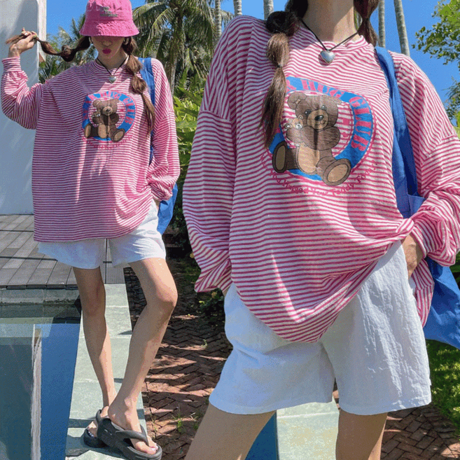 여름 슬라브 허그베어 긴팔 맨투맨 (2col)