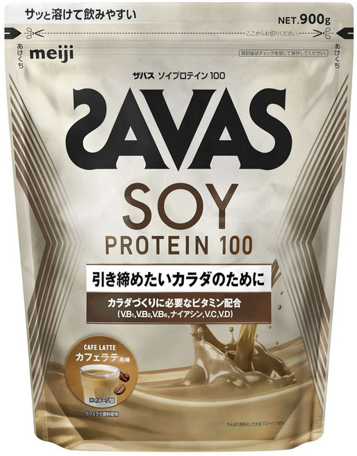 meiji 明治 SAVAS Soy Protein100大豆蛋白粉 咖啡拿鐵口味, 1包, 900g