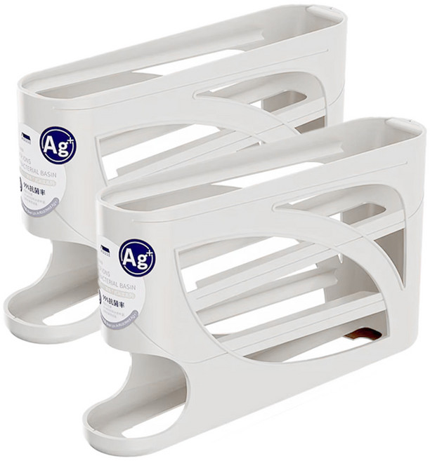 삼부에버 슬라이딩 계란 보관함 30구 자동롤링 에그 트레이 1+1, 화이트