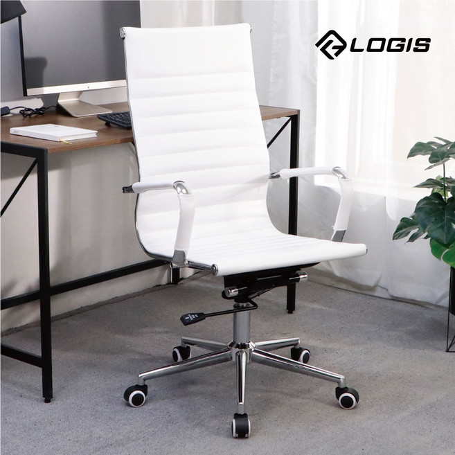 LOGIS 時尚美學皮革電腦椅, 白色(高背)