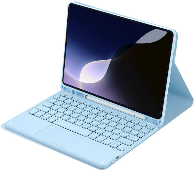 聆翔 磁吸式藍牙鍵盤保護套 便攜鍵盤 軌跡觸控板, 藍色,11吋 iPad Air M2, 1個