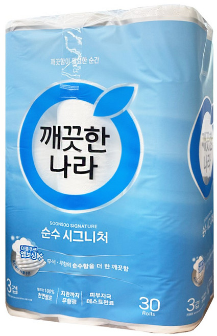 깨끗한나라 화장지 광폭 107mm 순수 시그니처 와이드 3겹 28m 30롤 x 1팩, 30개입, 1개
