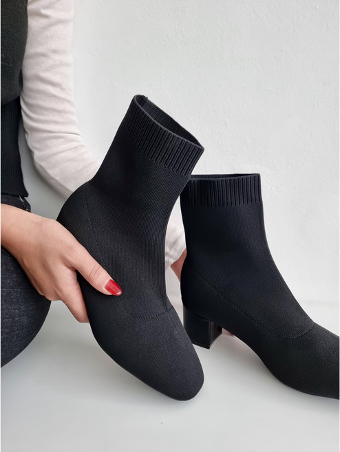 가이아슈 여성용 니트 삭스 앵클부츠 5CM