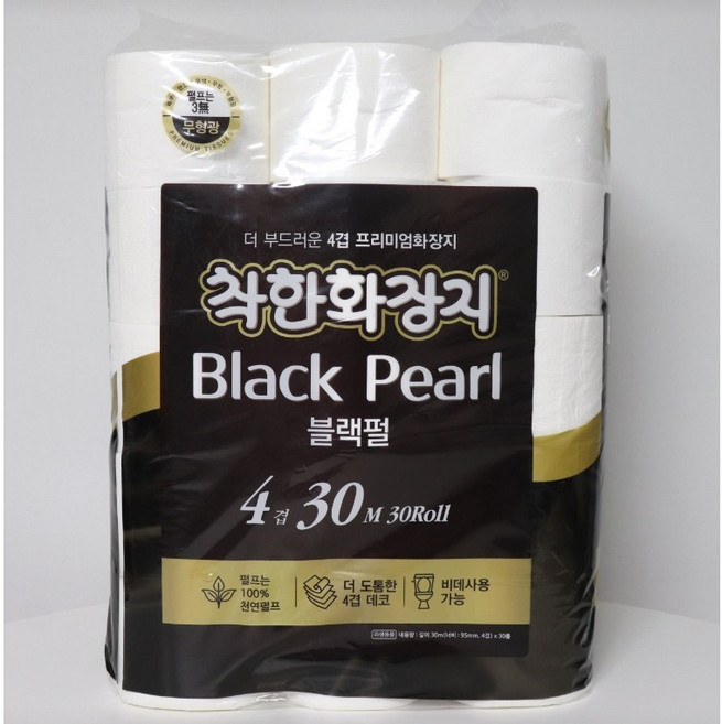 착한화장지 블랙펄 롤화장지 천연펄프, 30롤, 3세트