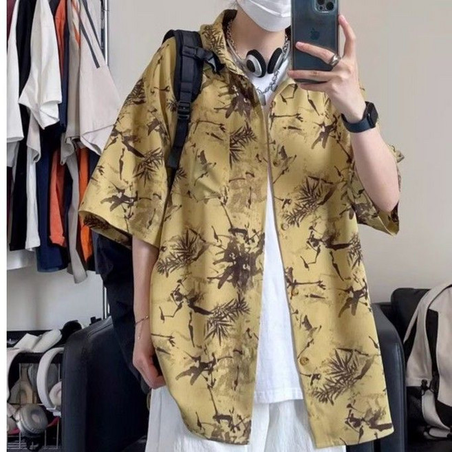 2026 夏季新款 薄款 翻領 花襯衫 寬鬆 大碼 男裝 胖子 適用