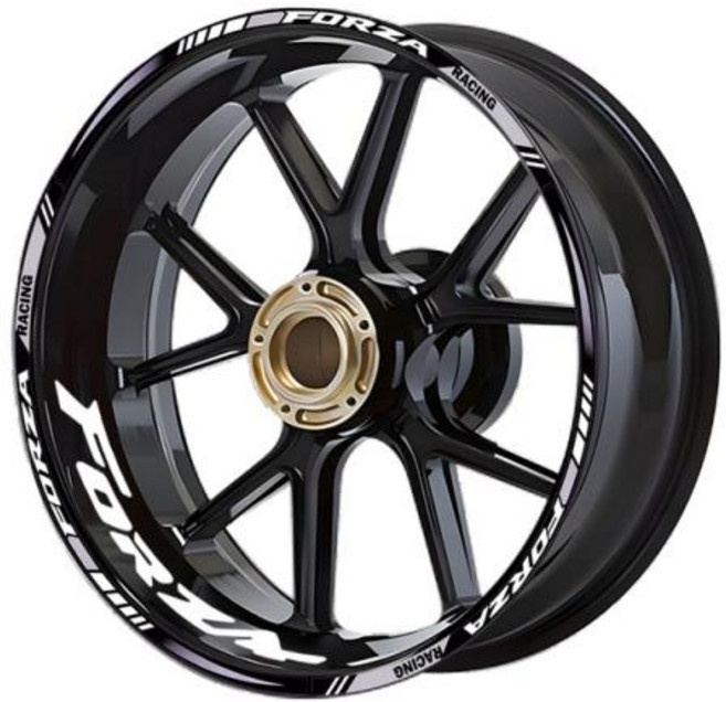 오토바이스티커 휠 스티커 반사 Forza 14 15 림 액세서리 혼다 Forza125 Forza250 Forza300 Forza350 125 2, 2) Black White, 1개