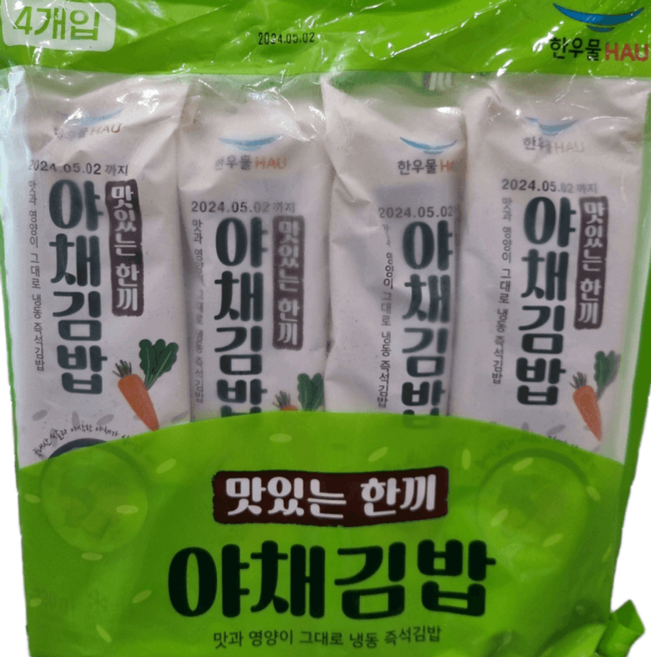 한우물 야채김밥 230g, 4개