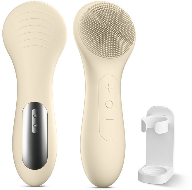 진동 클렌저 실리콘 세안 브러쉬 진동 온열 세안기, 크림 베이지