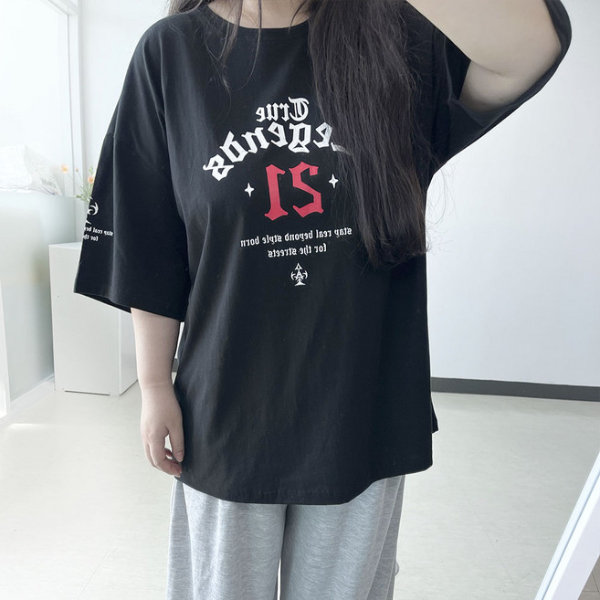 77-120 바이퍼 포인트되는 빅사이즈 반팔 티셔츠 오버핏 프린팅 박시 5XL