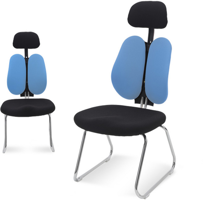 체어포커스 스쿨 BW-FZ 팔무 헤더형 고정의자 인조가죽, 블루