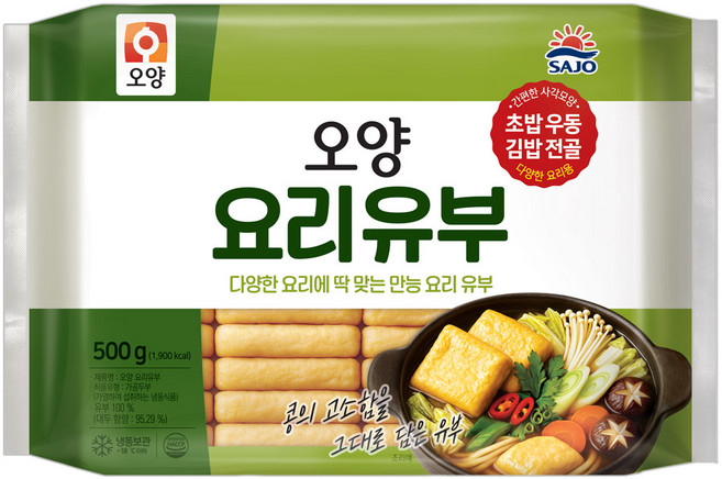 [현대프리마켓] 사조오양 요리유부 사각유부 냉동유부, 1개, 500g
