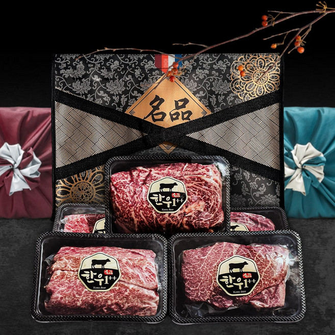 1++ 한우 실속 선물세트 추석 명절 구이용 부모님 선물 이바지 추천 가락시장 정군축산, 실속선물세트, 1++ 실속 한우세트, 3구(등심+국거리+갈비살) 1.2kg, 1개