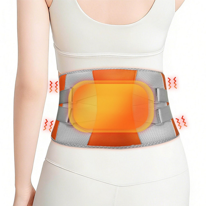 Garrl 허리 보호대 무선 허리 안마기 벨트 허리 마사지기 진동 온열 배 복부 허리밴드 충전식 철판 지지대, 그레이