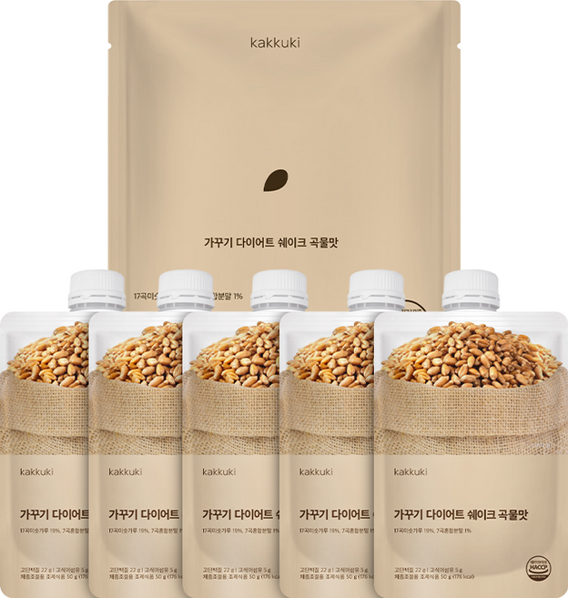 가꾸기 다이어트 단백질 쉐이크 (곡물맛) 1팩 5개입 식단 맛있는 식사대용 파우치 체조식, 250g, 1세트