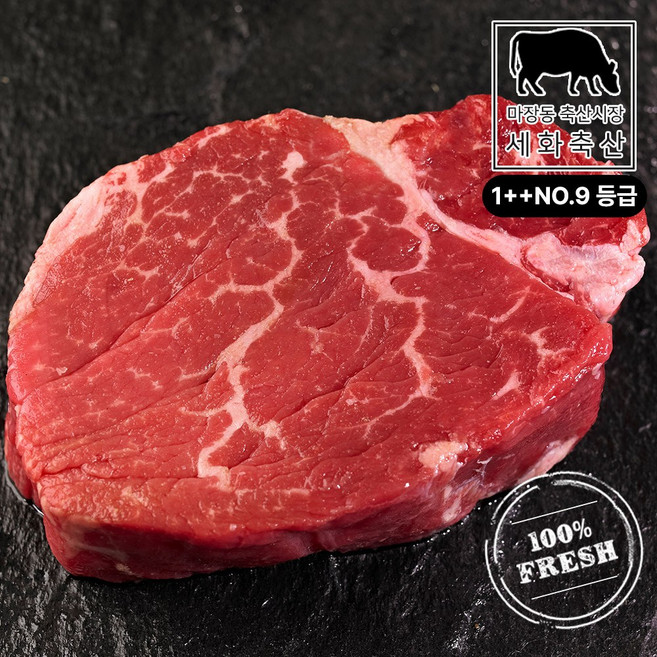 마장동 한우 1++등급 투쁠나인 NO.9 안심 300g 구이 스테이크, 1개