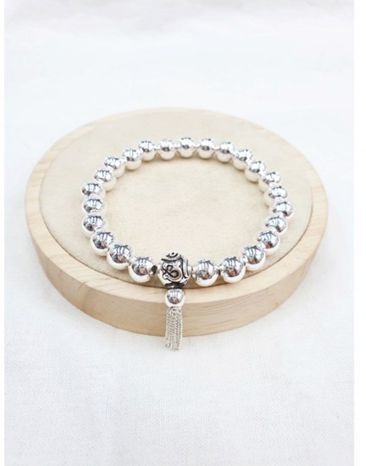 925SILVER(순은) 불교 옴자 단주 염주팔찌