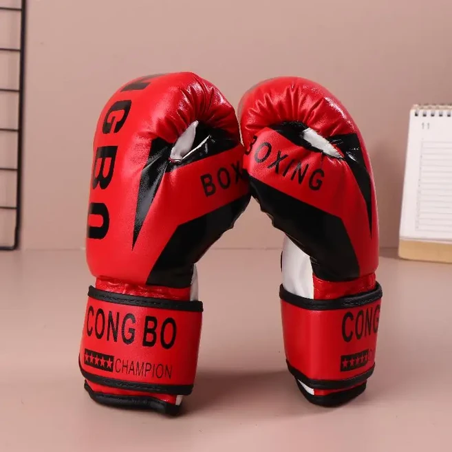 전문 복싱 훈련 스파링 장갑 PU 가죽 어린이용 통기성 무에타이 펀칭 가라테 5-12YRS, Red, Classic, 02 Red
