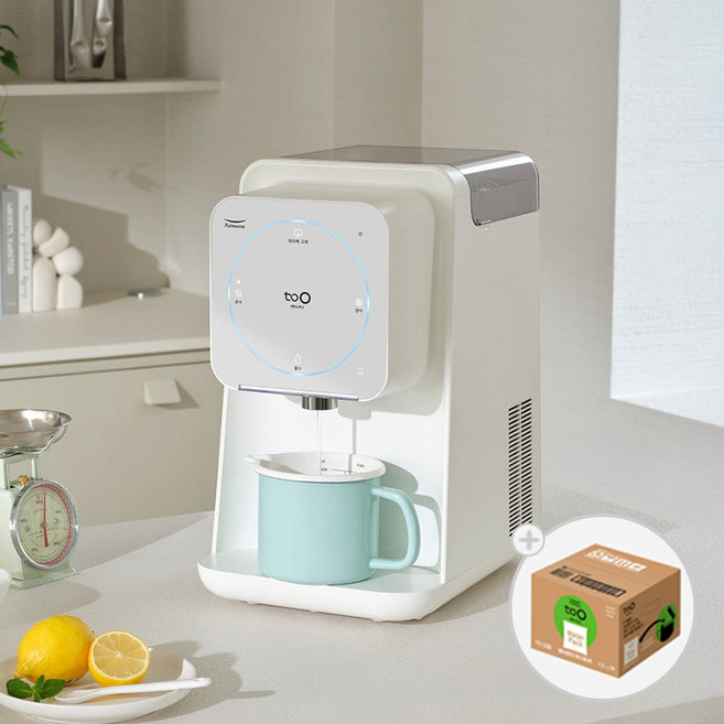 풀무원투오 미니 워터 디스펜서 무타공 냉온수 정수기 뉴트럴화이트 PWD-100NW 워터팩