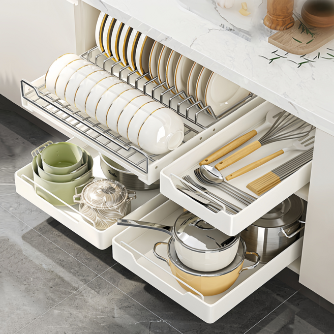 라이프리듬 주방 싱크대 하부장 슬라이딩 선반 수납함 20cm-40cm, 1개