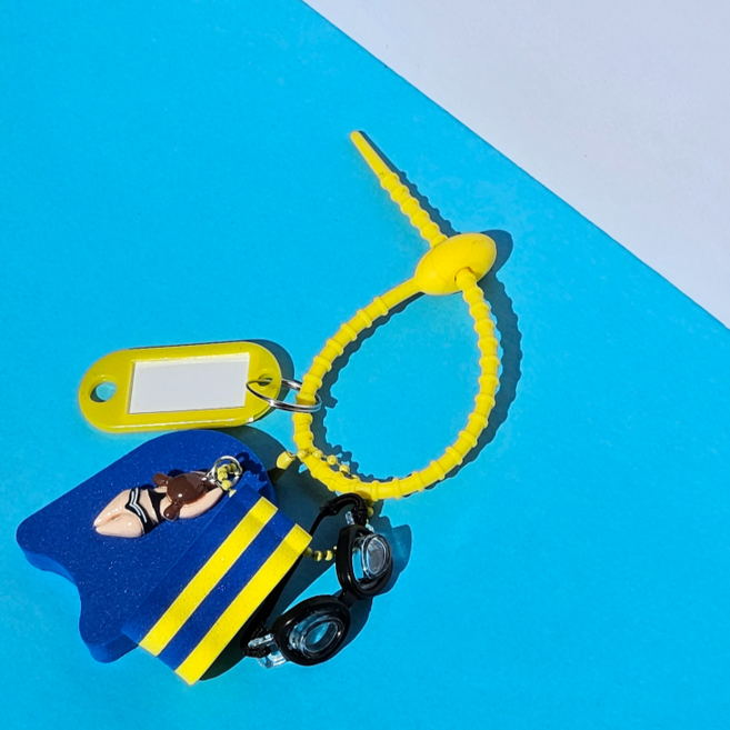 올데이오브제 수영키링 킥판 풀부이 수영가방키링 풀세트, 1개, D Type:비키니걸