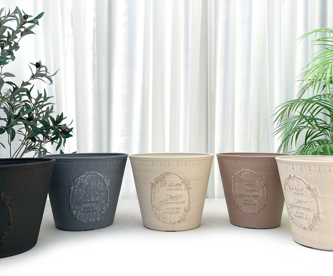 밍이네가든 플라스틱화분 프렌치 프로방스 원형 장미덤불, 카키그레이, 1개