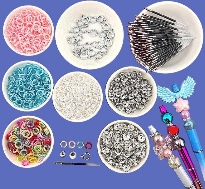 비즈팡 [BG-9-00P]볼꾸 볼펜꾸미기 펜꾸 꾸미기재료 볼꾸부자재 볼펜심 연장대 고리링 론델 진주링 모음