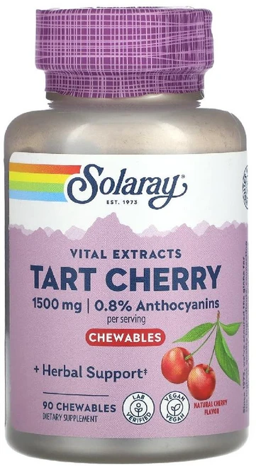 솔라레이 Vital Extracts 타트 체리 츄어블 1500mg 30정 1병, 1개 - 쿠팡