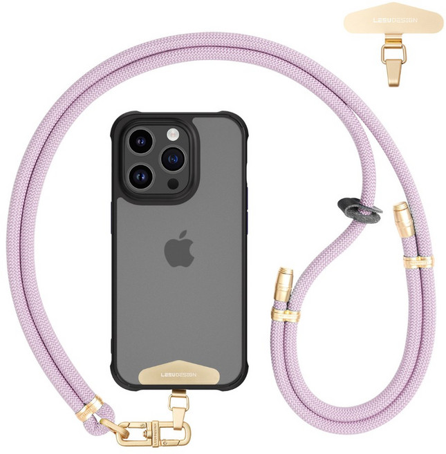 LEESUDESIGN 可調節 手機掛繩 手機吊繩 8mm 斜背掛繩 手繩, 淺紫 可調節160cm, 1個