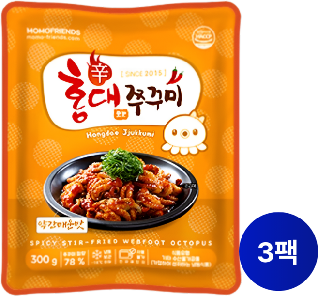 홍대쭈꾸미 약간매운맛 300g 3팩, 3개