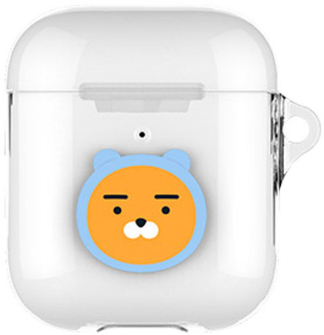 카카오프렌즈 에어팟 1/2세대 투명 하드 케이스, 후드 라이언