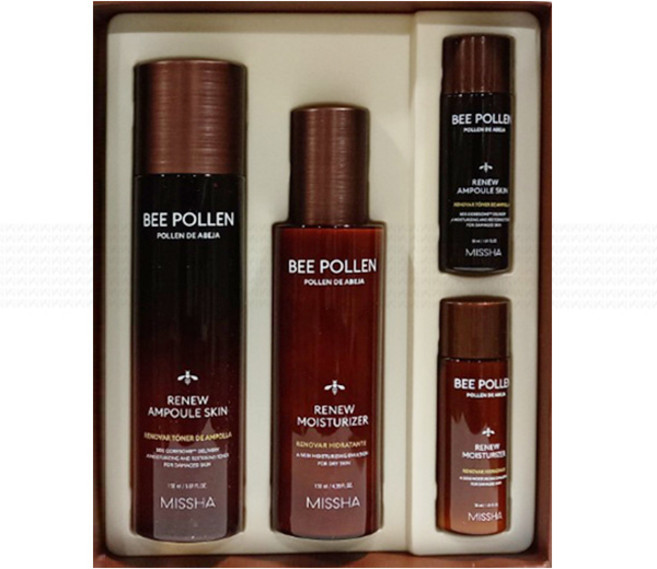 MISSHA 미샤 비폴렌 리뉴 스페셜 스킨케어 2종 세트 (앰풀 스킨+모이스처라이저) BEE POLLEN, 1세트