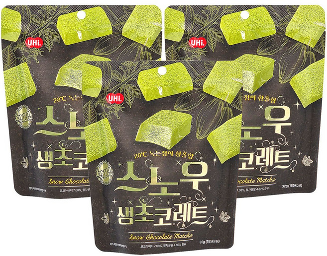 스노우 생초콜릿 - 말차맛, 3개, 32g