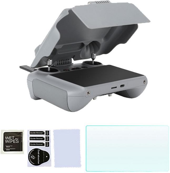 써니라이프 dji RC2 썬후드 커버케이스+액정보호 강화유리필름 패키지 아바타360/미니5프로/매빅4프로/에어3s/플립 드론 조종기 액세서리, 1세트, RC2 썬후드커버 케이스+액정보호 강화유리필름 1매