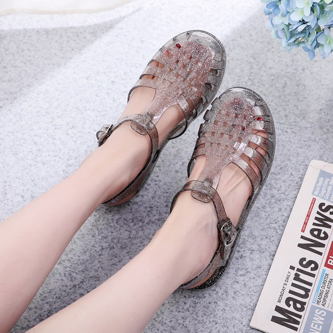 투니스 여성 샤이닝 펀칭 젤리 샌들 1.5cm