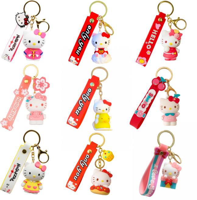 주포어유 귀여운 고양이 인형 캐릭터 열쇠 고리 키링