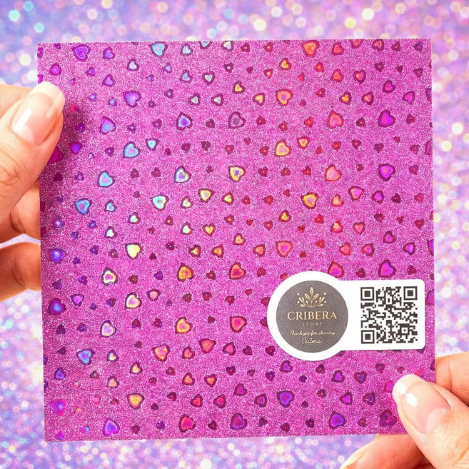 반짝이 홀로그램 하트 색종이 15x15 28매 7컬러 펄 종이접기 특수지