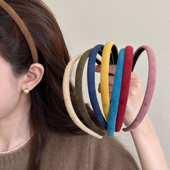 모란코 데일리 심플 스웨이드 벨벳 헤어 밴드 머리띠
