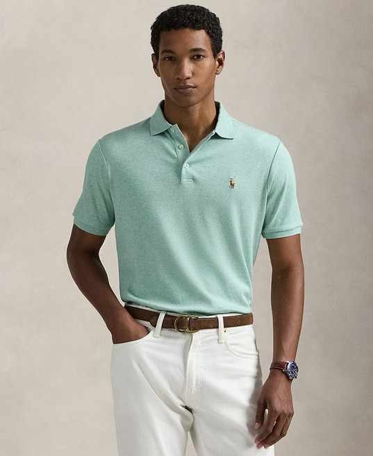 Polo Ralph Lauren 남성용 클래식핏 부드러운 면 폴로 셔츠 - Celadon Heather 248618