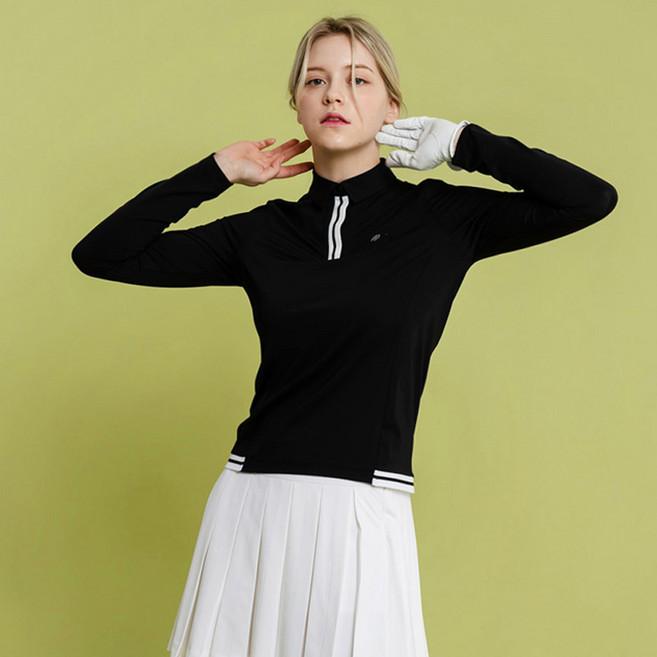 (여성)시보리 배색 기본 티셔츠_HB1WTS001