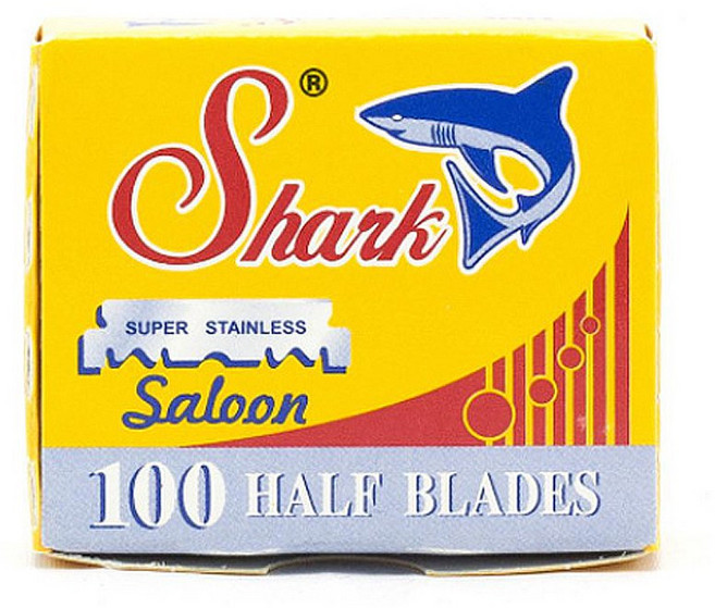샤크 슈퍼스테인레스 스틸 하프 면도날 전문가용 바버용 블레이드 100개, 1박스, 100개입