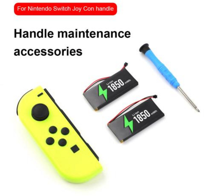 게임 핸들 배터리 팩 왼쪽 오른쪽 게임 핸들 배터리 교체 스위치 OLED JoyCon용 스크루 드라이버 포함 1850mWh 2 개, 한개옵션0
