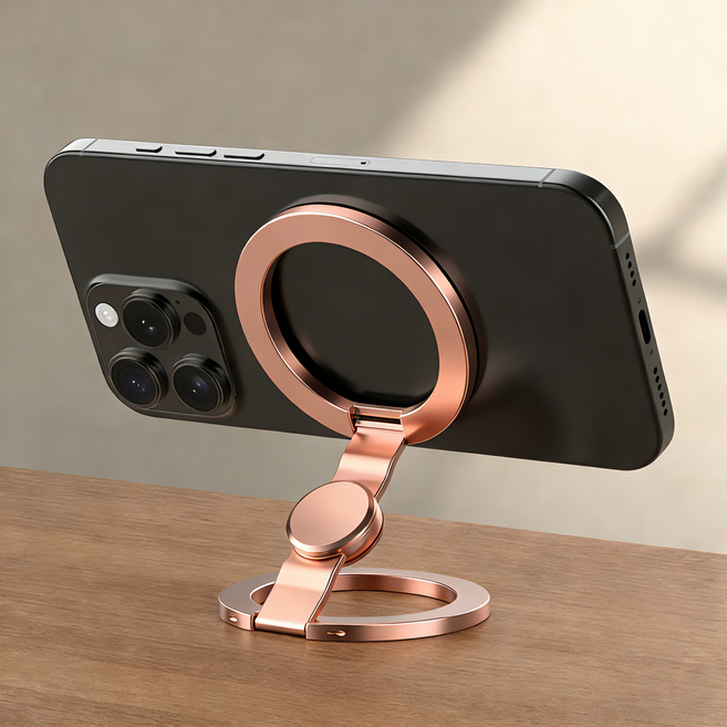 Magsafe 맥세이프그립톡 듀얼 링 자석 핸드폰 거치대 핸드폰 반지 거치대, 1개, 금색