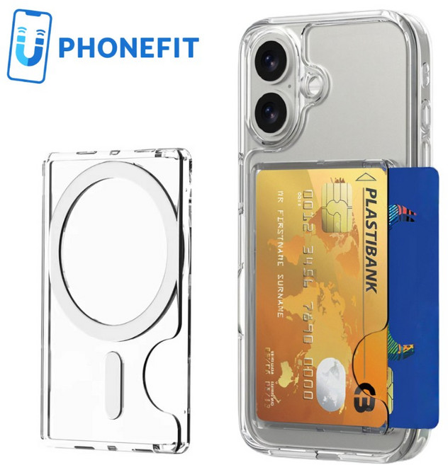 폰핏 고자력 맥세이프 2장 카드지갑, 1개, 투명