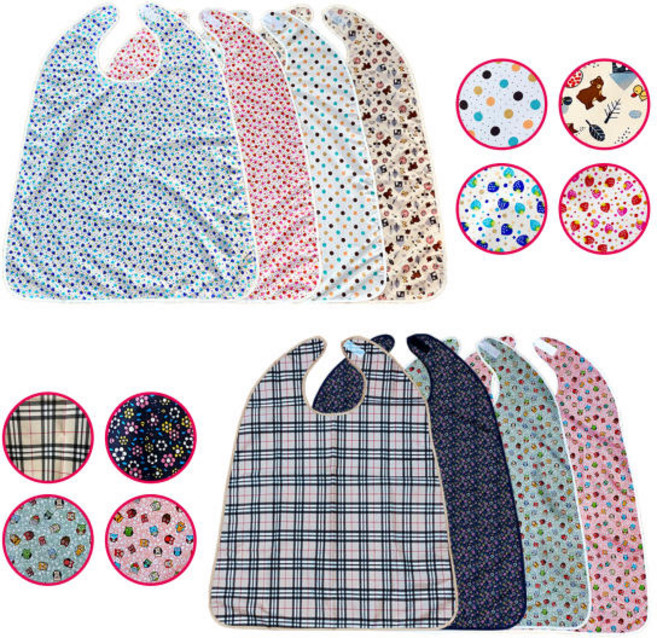 앞치마사랑 방수턱받이/성인턱받이/어른턱받이/노인턱받이/환자용턱받이/요양원/식사/간병/위생/병원/할머니/할아버지/세면/요양/빅사이즈/찍찍이/벨크로/편한/큰사이즈/실버/환자, UP1005(버버리체크), 1개