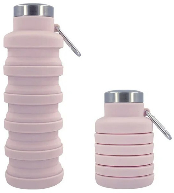 접이식텀블러 접이식 물병 재사용 가능한 실리콘 병 휴대용 하이킹 컵 야외 등산 투어 신제품 1 개, 4.500ml-핑크, 1개