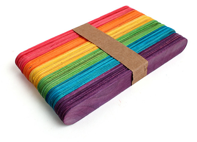 [아이디몬] KC인증 하드스틱 대 15cm 50개 원목 나무 색상 혼합 책갈피 수업용 막대 만들기 하드바, 컬러혼합