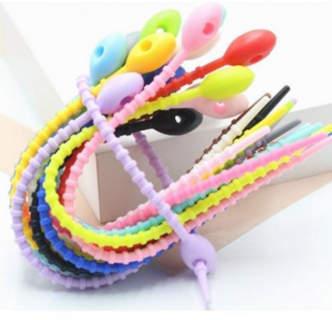 실리콘 케이블 타이 키링 재료 재사용 부자재 DIY 컬러 충전기 선 정리 20cm, 올챙이 타이-04.노랑