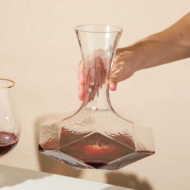 醒酒器 分酒器 紅酒 酒具 派對用具 倒酒器 換瓶 玻璃醒酒器, 幾何醒酒器1.4L, 1個